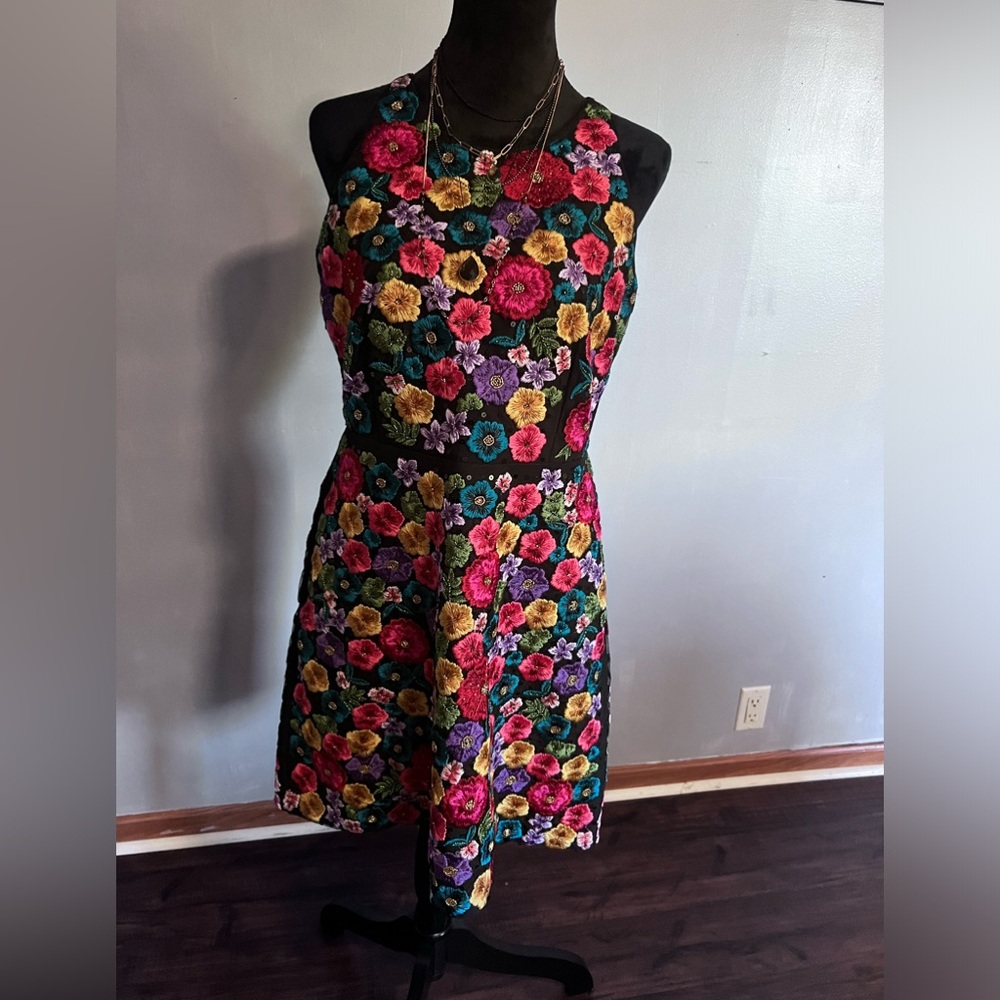 BNWOT Hand Beaded And Embroidered High Neck A Line Dress by Boston Proper